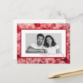 Personalized Couple Photo Valentine Roses Card Briefkaart