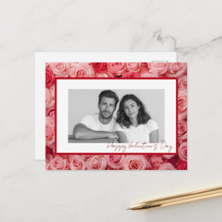 Personalized Couple Photo Valentine Roses Card Briefkaart