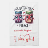 Personalized Couple Valentine Funny Food Towel Theedoek (Verticaal)