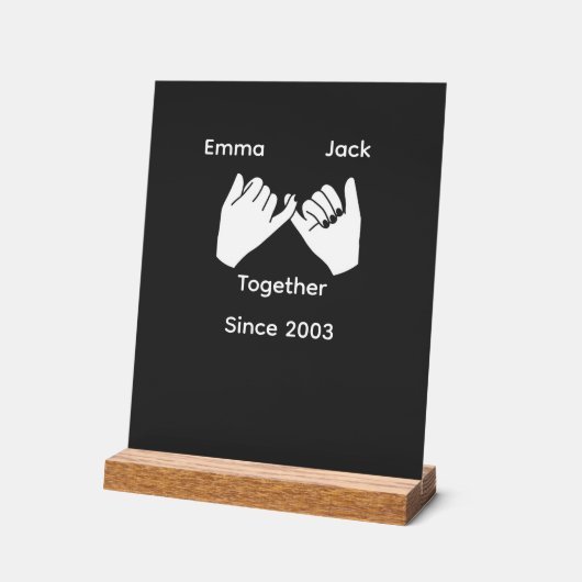 Personalized couple with custom names and year acryl bord (Hoek)