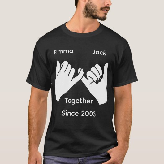 Personalized couple with custom names and year t-shirt (Voorkant)