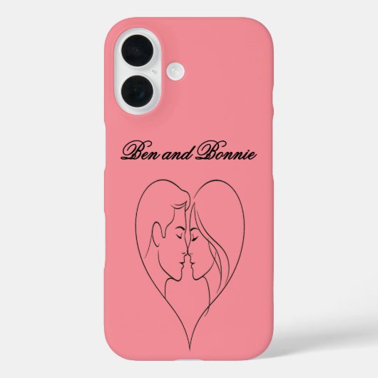Personalized Couple's Heart Silhouette iPhone Case (Achterkant)