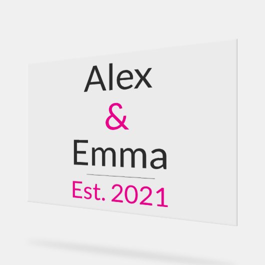 Personalized Couples Mug – Custom Names & Year Gif Acryl Bord (Hoek)