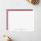Personalized Couples Stationery Dusty Rose Notitiekaartje (Voorkant / Achterkant in situ)