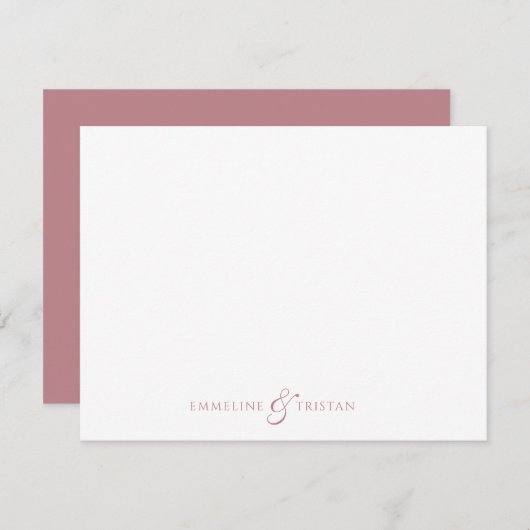 Personalized Couples Stationery Dusty Rose Notitiekaartje (Voorkant / Achterkant)