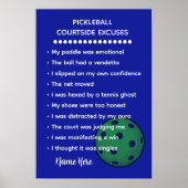 Personalized Courtside Excuses Pickleball Gift Poster (Voorkant)