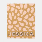 Personalized Cow Print Blush Pink Tan Fleece Deken (Voorkant)