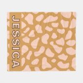 Personalized Cow Print Blush Pink Tan Fleece Deken (Voorkant (Horizontaal))