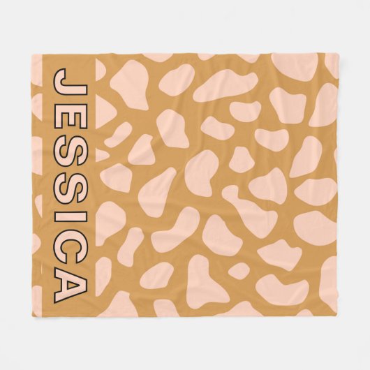 Personalized Cow Print Blush Pink Tan Fleece Deken (Voorkant (Horizontaal))