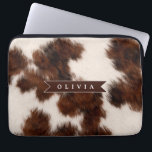 Personalized Cow Print Cowgirl Western Style Gift Laptop Sleeve<br><div class="desc">There is something timeless and effortlessly cool about cow print. It seems fun, fashionable, and a touch daring because it combines rustic charm with contemporary design. This personalized cow print collection was created for people who love western inspired aesthetics, cozy country vibes, and designs that feel both trendy and personal....</div>