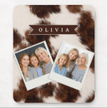 Personalized Cow Print Cowgirl Western Style Gift Muismat<br><div class="desc">There is something timeless and effortlessly cool about cow print. It seems fun, fashionable, and a touch daring because it combines rustic charm with contemporary design. This personalized cow print collection was created for people who love western inspired aesthetics, cozy country vibes, and designs that feel both trendy and personal....</div>