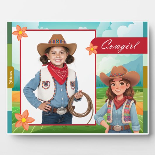 Personalized Cowgirl Tabletop Photo Fotoplaat (Voorkant)