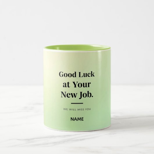 Personalized Coworker Farewell Mug – Custom Name Tweekleurige Koffiemok (Center)