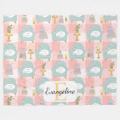 Personalized Cozy Aesthetic Cat Pattern Girl Pink Fleece Deken (Voorkant (Horizontaal))