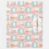 Personalized Cozy Aesthetic Pink Cat Pattern Girly Fleece Deken (Voorkant)