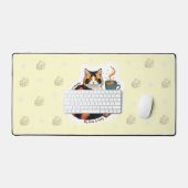 Personalized Cozy Calico Cat Large Desk Mat (Keyboard & Muis)