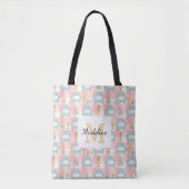 Personalized Cozy Cat & Book Tote Bag Girly Pink (Voorkant)