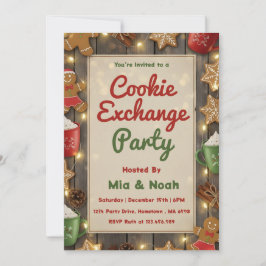 Personalized Cozy Christmas Cookie Exchange Party Kaart