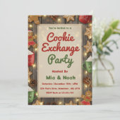 Personalized Cozy Christmas Cookie Exchange Party Kaart (Staand voorkant)
