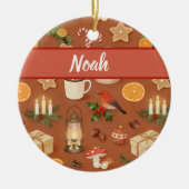 Personalized Cozy Christmas Name Ornament, Rustic  Keramisch Ornament (Voorkant)