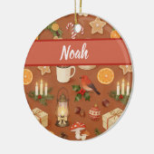 Personalized Cozy Christmas Name Ornament, Rustic  Keramisch Ornament (Links)