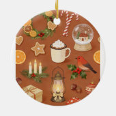Personalized Cozy Christmas Name Ornament, Rustic  Keramisch Ornament (Achterkant)