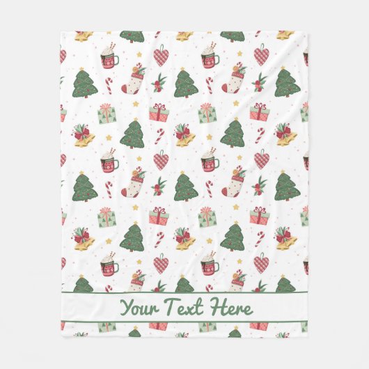 Personalized Cozy Christmas Tree Fleece Blanket (Voorkant)