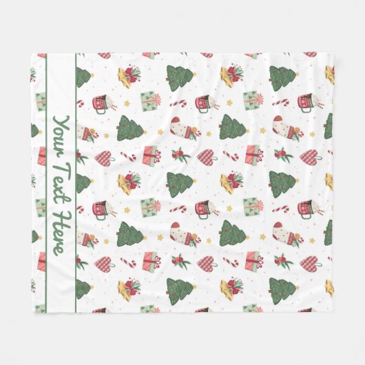 Personalized Cozy Christmas Tree Fleece Blanket (Voorkant (Horizontaal))
