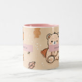 Personalized Cozy Fall Autumn Pumpkin & Teddy Bear Tweekleurige Koffiemok (Center)