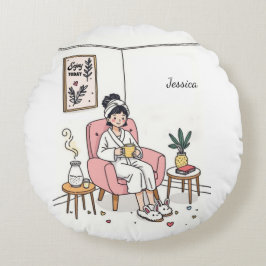 Personalized Cozy Friend Gift Cute Relaxing Care Rond Kussen