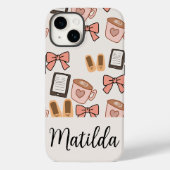 Personalized cozy Girly Bows & Coffee Pattern Case-Mate iPhone Case (Achterkant)