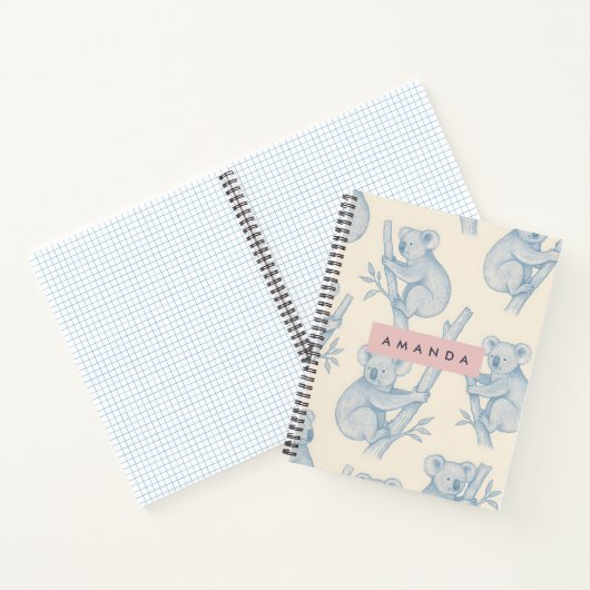 Personalized Cozy Koala Pattern Notitieboek (Binnen)