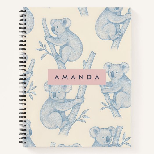 Personalized Cozy Koala Pattern Notitieboek (Voorkant)