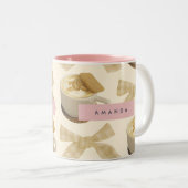 Personalized Cozy Latte & Gingham Bow Pattern Tweekleurige Koffiemok (Voorkant rechts)