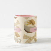Personalized Cozy Latte & Gingham Bow Pattern Tweekleurige Koffiemok (Center)