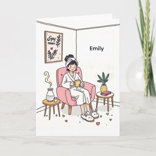 Personalized Cozy Mom Gift Cute Relaxing Self Care Kaart (Voorkant)
