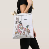 Personalized Cozy Mom Gift Cute Self Care Relaxing Tote Bag (Dichtbij)