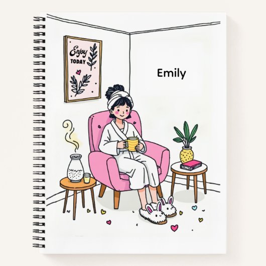 Personalized Cozy Mom Gift Soft Relaxing Self Care Notitieboek (Voorkant)