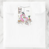 Personalized Cozy Mom Gift Soft Relaxing Self Care Ronde Sticker (Tas)