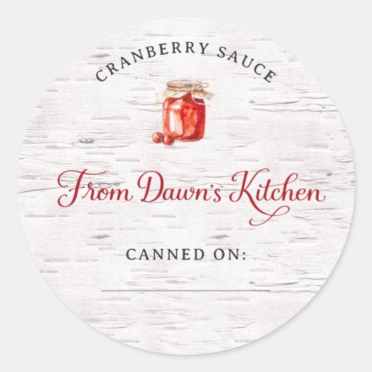 Personalized Cranberry Sauce Canning Stickers (Voorkant)