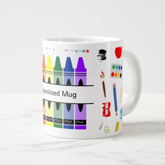 Personalized Crayon Back To School Grote Koffiekop (Voorkant rechts)