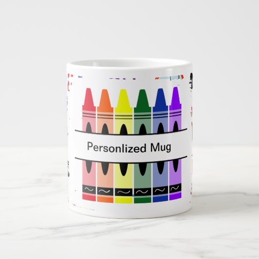 Personalized Crayon Back To School Grote Koffiekop (Voorkant)