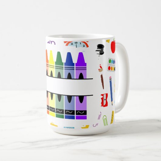 Personalized Crayon Back To School Koffiemok (Voorkant rechts)