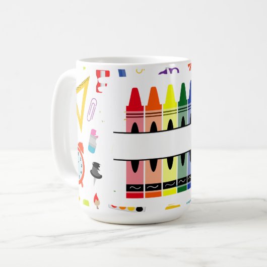 Personalized Crayon Back To School Koffiemok (Voorkant links)