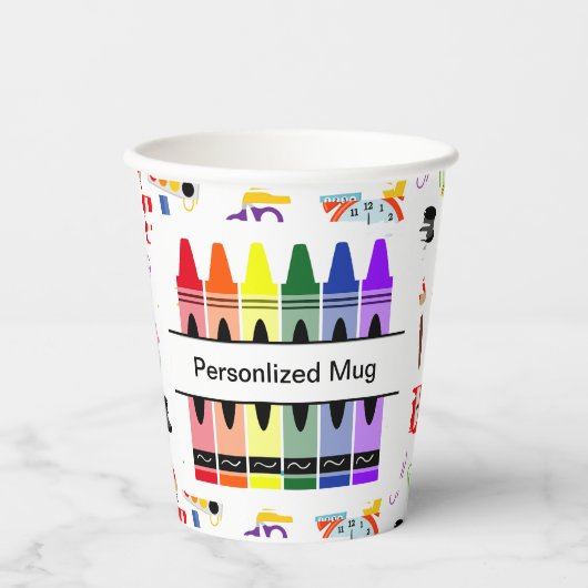 Personalized Crayon Back To School Papieren Bekers (Voorkant)