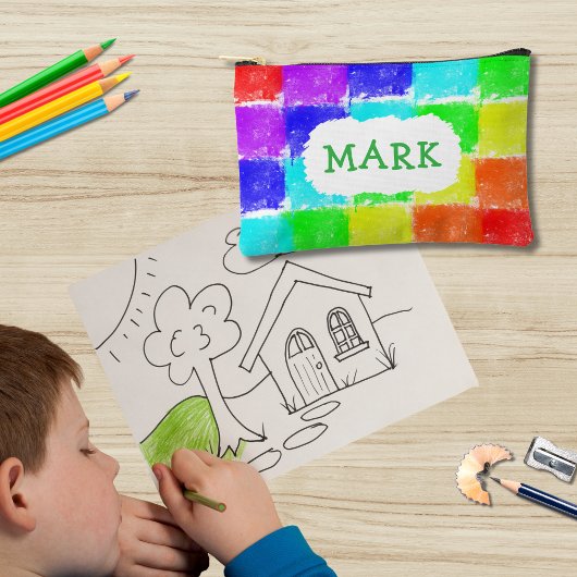 Personalized Crayon Blocks Kids Pencils Case Etui