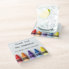 Personalized Crayon Teacher Drink Coaster Glazen Onderzetter