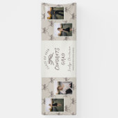 Personalized Cream Taupe Bows 4 Photo Graduation Spandoek (Verticaal)