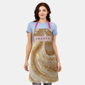 Personalized Creamy Caramel Gold Swirl Elegant  Schort (Gedragen)