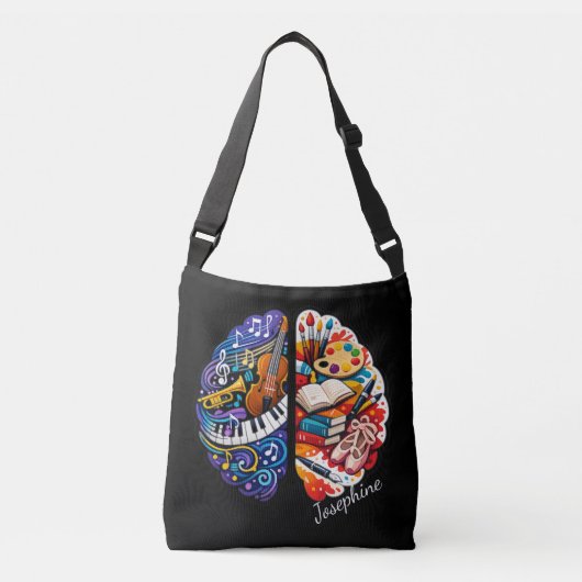 Personalized Creative Brain Arts & Music Name Chic Crossbody Tas (Voorkant)